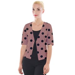 Large Black Polka Dots On Blast-off Bronze - Cropped Button Cardigan by FashionLane