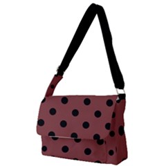 Large Black Polka Dots On Brandy Brown - Full Print Messenger Bag (s)