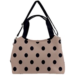 Large Black Polka Dots On Toasted Almond Brown - Double Compartment Shoulder Bag by FashionLane