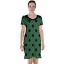 Large Black Polka Dots On Basil Green - Short Sleeve Nightdress View1