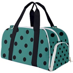 Large Black Polka Dots On Celadon Green - Burner Gym Duffel Bag by FashionLane