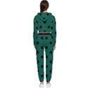 Large Black Polka Dots On Christmas Green - Cropped Zip Up Lounge Set View2