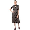 Large Black Polka Dots On Ash Grey - Keyhole Neckline Chiffon Dress View1