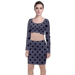 Large Black Polka Dots On Carbon Grey - Top And Skirt Sets by FashionLane