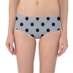 Large Black Polka Dots On Chalice Silver Grey - Mid-waist Bikini Bottoms