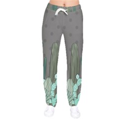 Cactus Plant Green Nature Cacti Women Velvet Drawstring Pants by Mariart