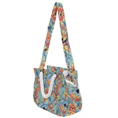 Butterfly And Flowers Rope Handles Shoulder Strap Bag by goljakoff