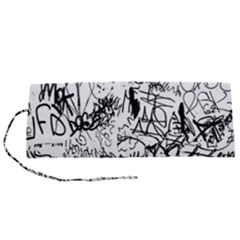 Black And White Graffiti Abstract Collage Roll Up Canvas Pencil Holder (s) by dflcprintsclothing