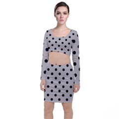 Large Black Polka Dots On Pale Grey - Top And Skirt Sets by FashionLane