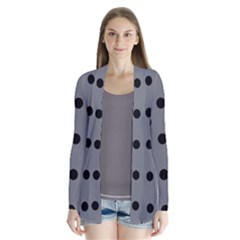 Large Black Polka Dots On Steel Grey - Drape Collar Cardigan by FashionLane