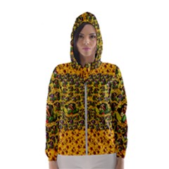 Lizards In Love In The Land Of Flowers Women s Hooded Windbreaker by pepitasart