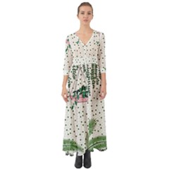 Plants Flowers Nature Blossom Button Up Boho Maxi Dress by Mariart