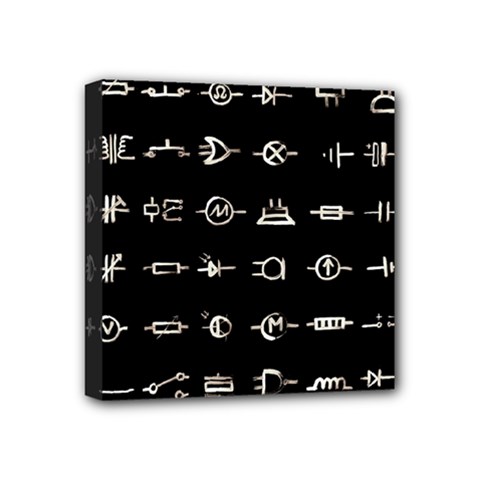 Electrical Symbols Callgraphy Short Run Inverted Mini Canvas 4  X 4  (stretched) by WetdryvacsLair