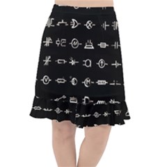 Electrical Symbols Callgraphy Short Run Inverted Fishtail Chiffon Skirt by WetdryvacsLair