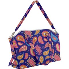 Blue Paisley Print 2 Canvas Crossbody Bag by designsbymallika