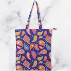 Blue Paisley Print 2 Double Zip Up Tote Bag by designsbymallika