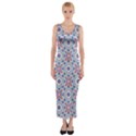 Blue Tile Pattern Fitted Maxi Dress View1