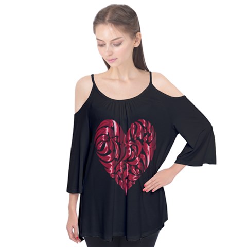 Hearts In Hearts Flutter Sleeve Tee  by GhostGear