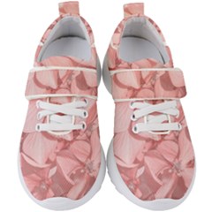 Coral Colored Hortensias Floral Photo Kids  Velcro Strap Shoes by dflcprintsclothing