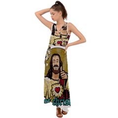 Buddy Christ V-neck Chiffon Maxi Dress by Valentinaart