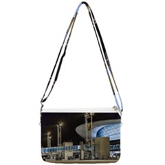 Montevideo Airport Night Scene, Uruguay Double Gusset Crossbody Bag by dflcprintsclothing