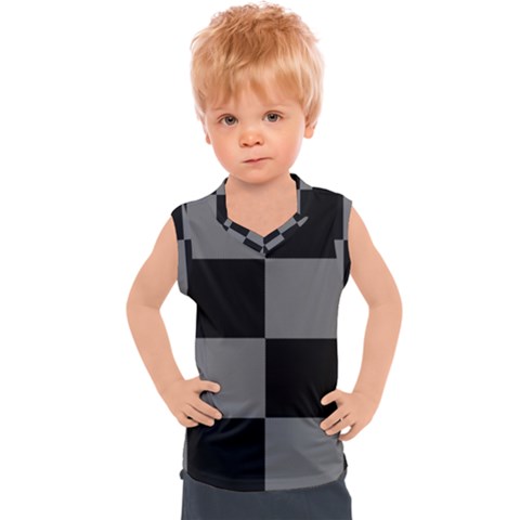 Black Gingham Check Pattern Kids  Sport Tank Top by yoursparklingshop