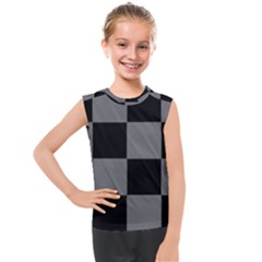 Black Gingham Check Pattern Kids  Mesh Tank Top by yoursparklingshop