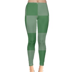 Green Gingham Check Squares Pattern Inside Out Leggings by yoursparklingshop