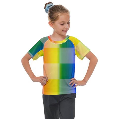 Lgbt Rainbow Buffalo Check Lgbtq Pride Squares Pattern Kids  Mesh Piece Tee by yoursparklingshop