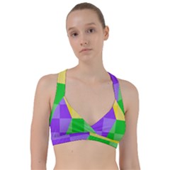 Purple Yellow Green Check Squares Pattern Mardi Gras Sweetheart Sports Bra by yoursparklingshop