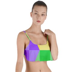 Purple Yellow Green Check Squares Pattern Mardi Gras Layered Top Bikini Top 