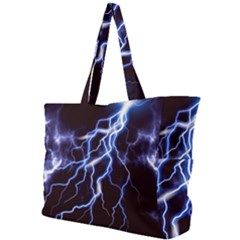 Blue Thunder At Night, Colorful Lightning Graphic Simple Shoulder Bag by picsaspassion