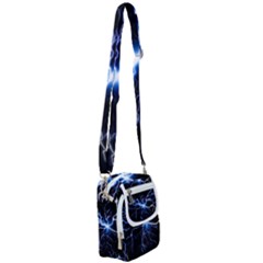 Blue Electric Thunder Storm, Colorful Lightning Graphic Shoulder Strap Belt Bag by picsaspassion