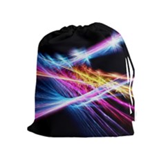 Colorful Neon Light Rays, Rainbow Colors Graphic Art Drawstring Pouch (xl) by picsaspassion