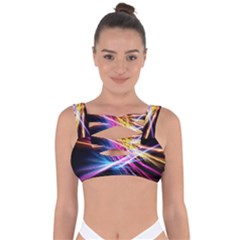 Colorful Neon Light Rays, Rainbow Colors Graphic Art Bandaged Up Bikini Top