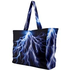 Blue Lightning At Night, Modern Graphic Art  Simple Shoulder Bag by picsaspassion