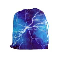 Blue Thunder Lightning At Night, Graphic Art Drawstring Pouch (xl) by picsaspassion