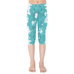 Blue Autumn Maple Leaves Collage, Graphic Design Kids  Capri Leggings  by picsaspassion