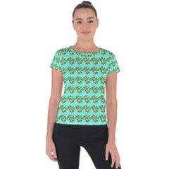 Flowers Pattern Short Sleeve Sports Top  by Sparkle