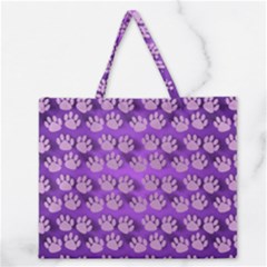 Pattern Texture Feet Dog Purple Zipper Large Tote Bag by Dutashop