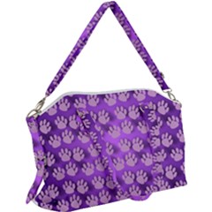 Pattern Texture Feet Dog Purple Canvas Crossbody Bag by Dutashop