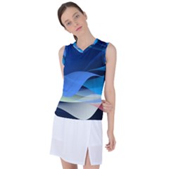 Flower Background Blue Design Women s Sleeveless Sports Top by Dutashop