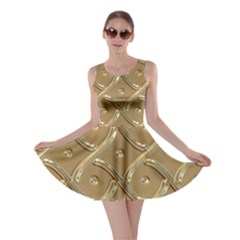 Gold Background Modern Skater Dress by Dutashop