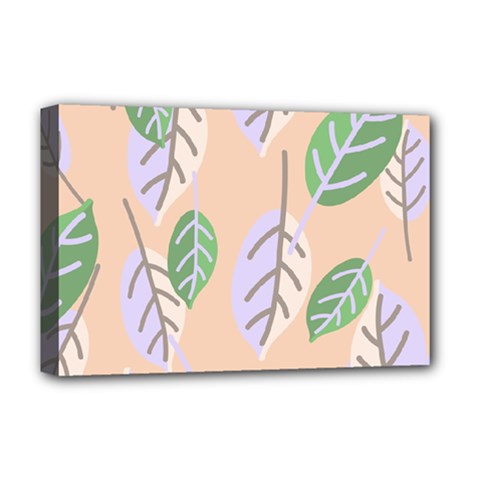 Leaf Pink Deluxe Canvas 18  X 12  (stretched) by Dutashop