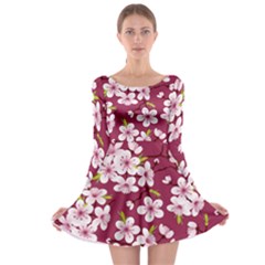 Cherry Blossom Long Sleeve Skater Dress by goljakoff