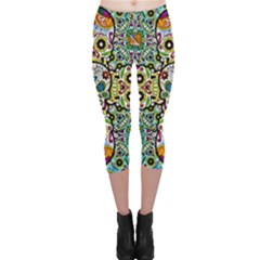 Sugar Skulls Pattern Capri Leggings  by ExtraAwesomeSauce