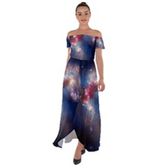 Galaxy Off Shoulder Open Front Chiffon Dress by ExtraAwesomeSauce