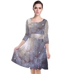 Spiral Galaxy Quarter Sleeve Waist Band Dress by ExtraAwesomeSauce