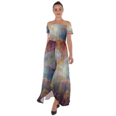 Colorful Galaxy Off Shoulder Open Front Chiffon Dress by ExtraAwesomeSauce