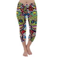 Sugar Skulls Capri Winter Leggings  by ExtraAwesomeSauce